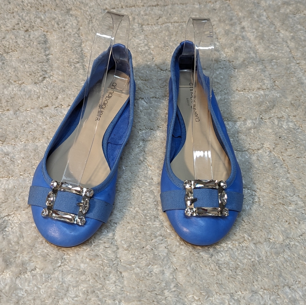 Anna Baiguera Annette Flex Ballerina Blue Crystal Buckle Shoe Women’s 39